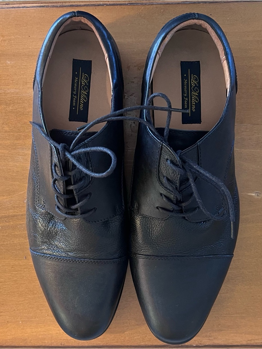 La Milano Windsor Men’s Black Leather Cap Toe Oxford Dress Shoes Size 12 A11715